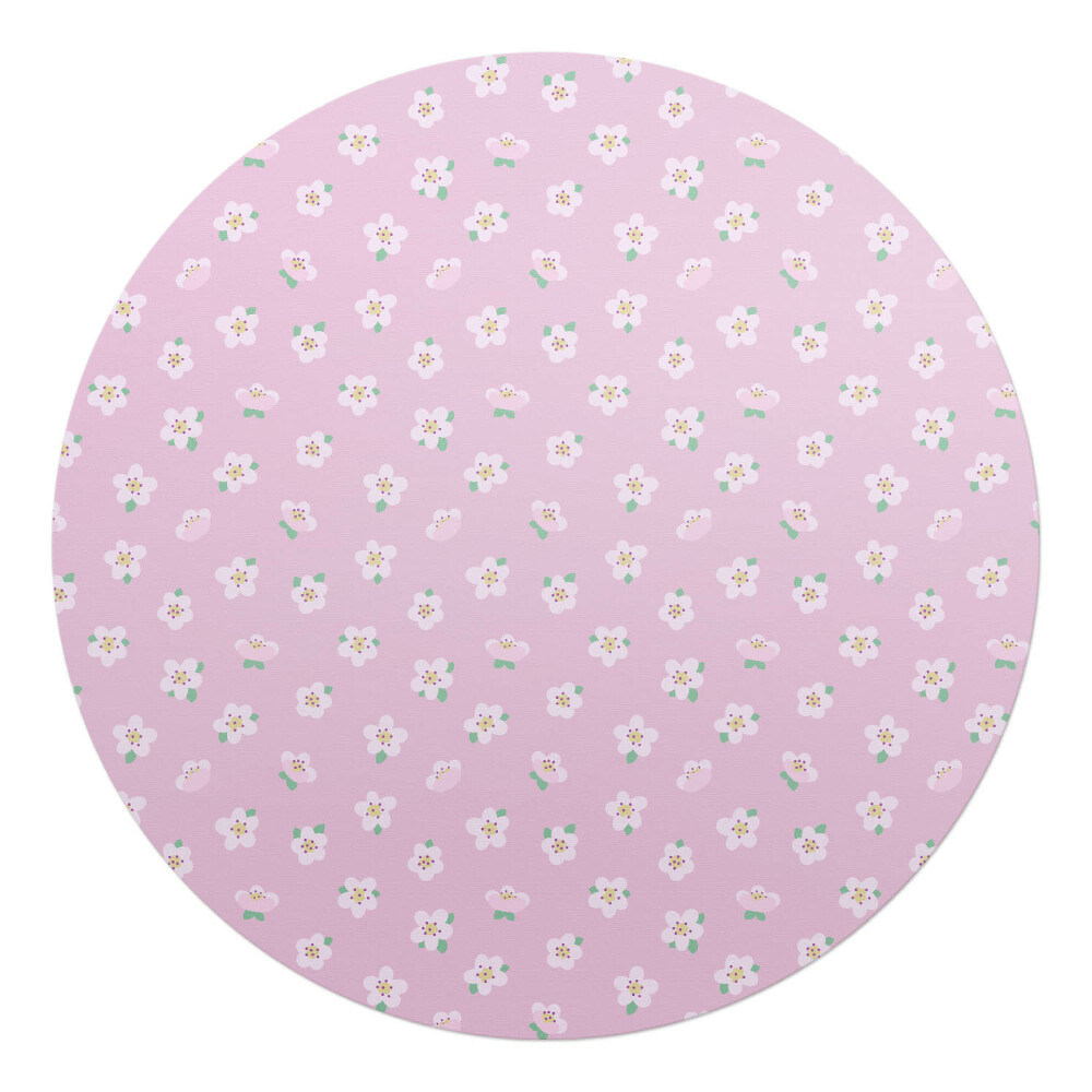 Podložka pod kolieskovú stoličku okrúhla Kvetinový pastelový vzor