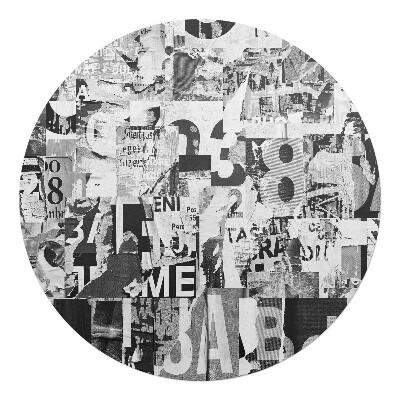Podložka pod stoličku okrúhla Koláž z písmen a čísel