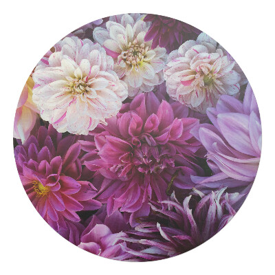 Podložka pod stoličku na kolieskach okrúhla Kvetinový vzor Dahlia