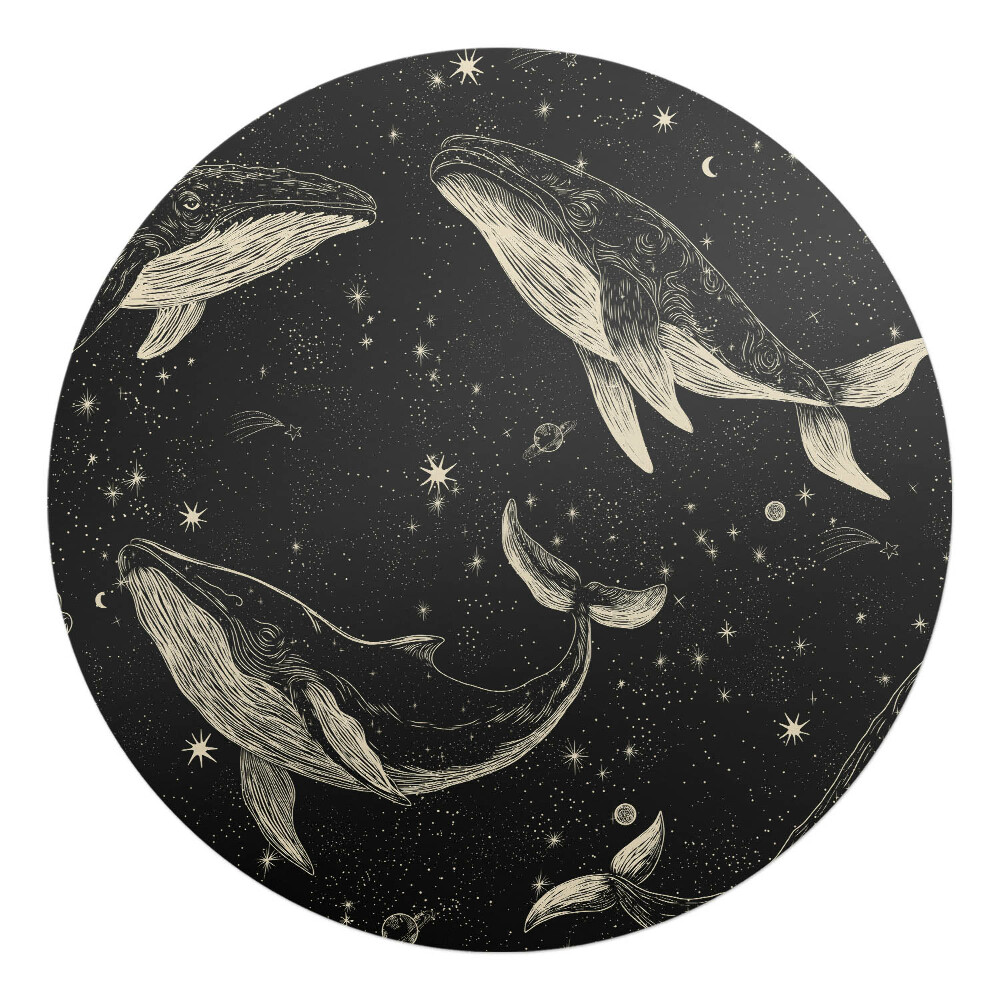 Podložka pod kolieskovú stoličku okrúhla Veľryby vo vesmíre