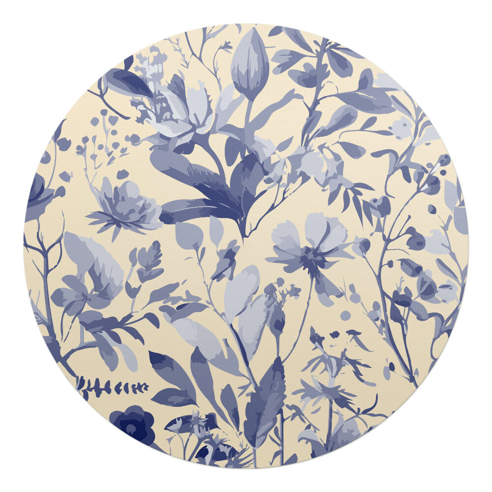 Podložka pod stoličku na kolieskach okrúhla Retro kvetinový vzor