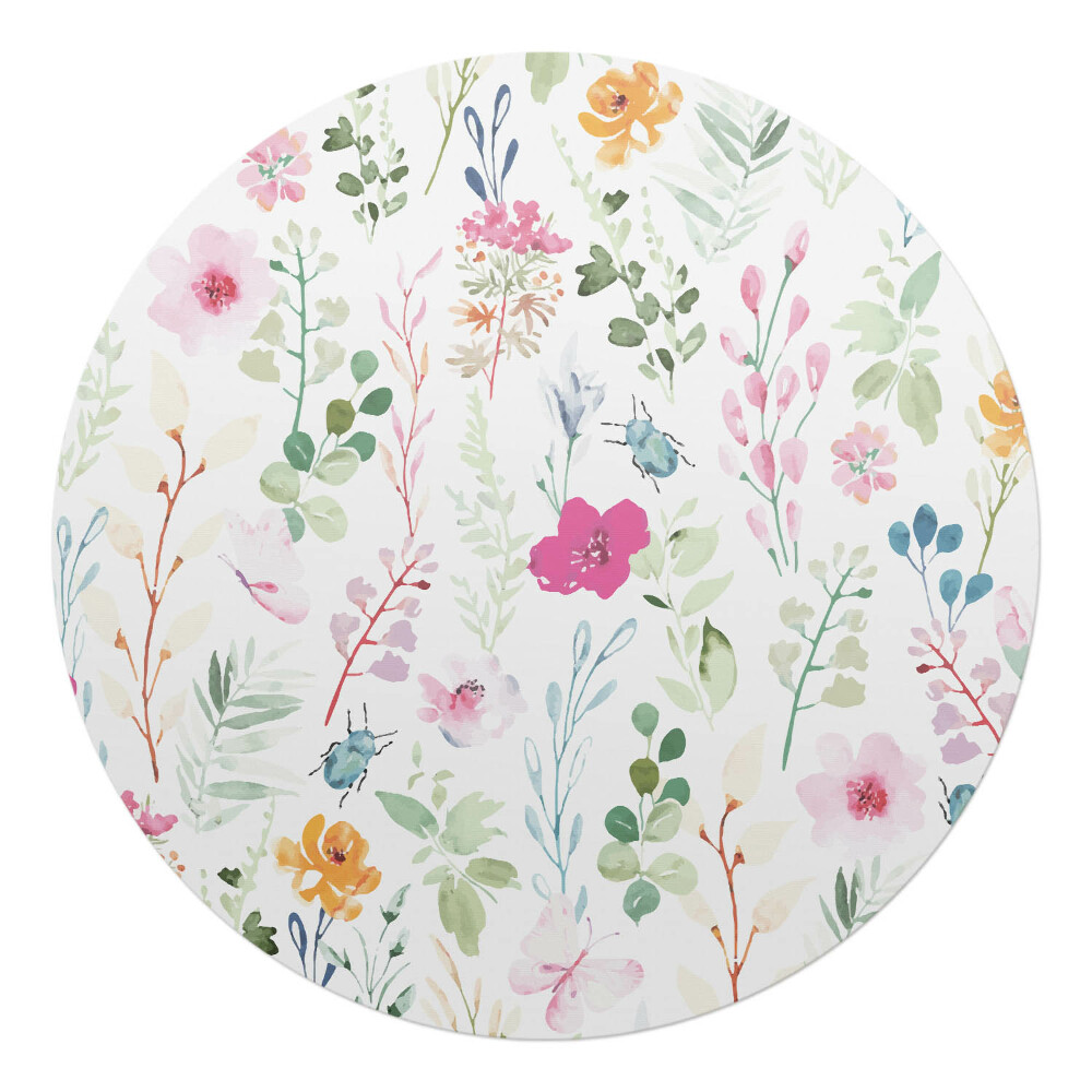 Podložka pod stoličku okrúhla Vintage kvetinový vzor