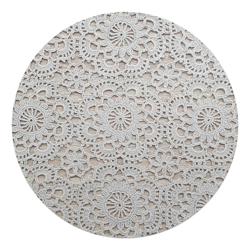 Podložka pod kolieskovú stoličku okrúhla Čipkované kvety