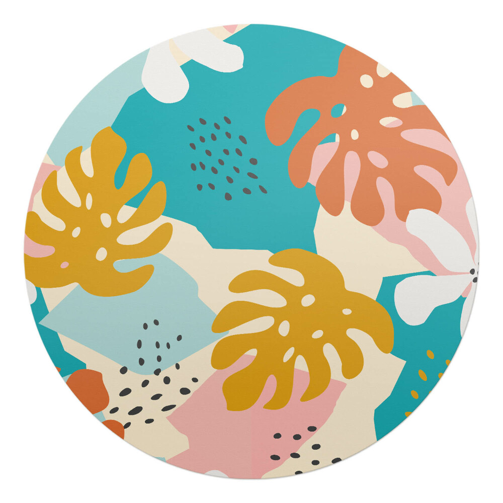 Podložka pod stoličku na kolieskach okrúhla Retro kvetinová koláž