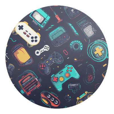 Podložka pod stoličku na kolieskach okrúhla Retro herné vzory