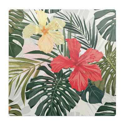 Podložka pod stoličku na kolieskach Listy tropických kvetov