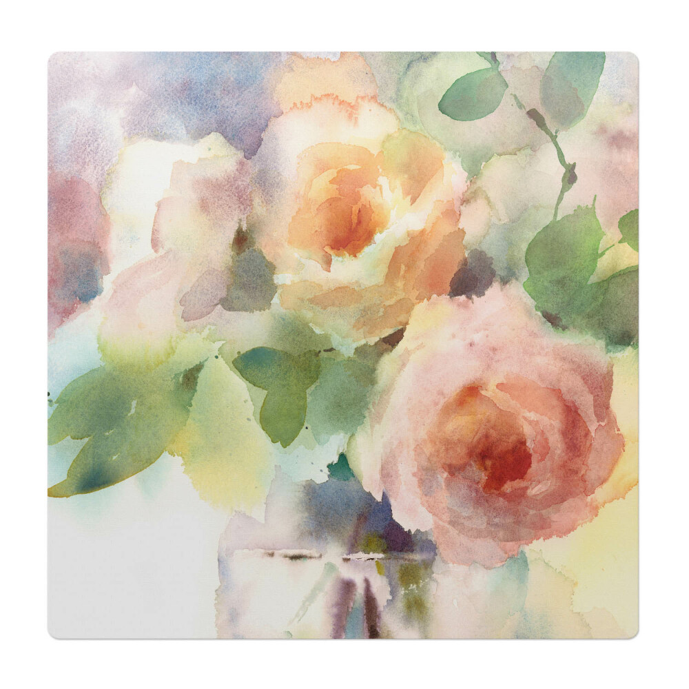 Podložka pod stoličku na kolieskach Akvarelové kvety