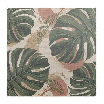 Podložka pod kolieskovú stoličku Listy monstery retro