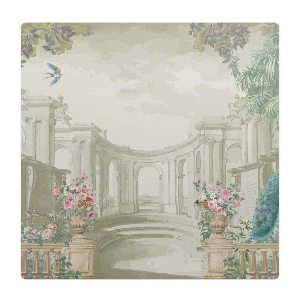 Podložka pod stoličku na kolieskach Palácová záhrada s vtákmi