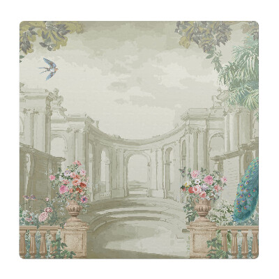 Podložka pod stoličku na kolieskach Palácová záhrada s vtákmi