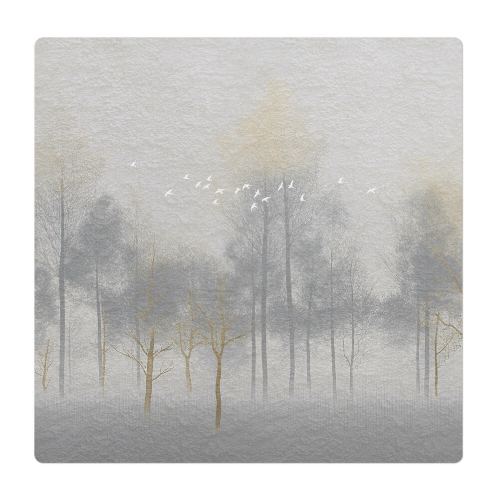 Podložka pod kolieskovú stoličku Hmlistý les s vtákmi