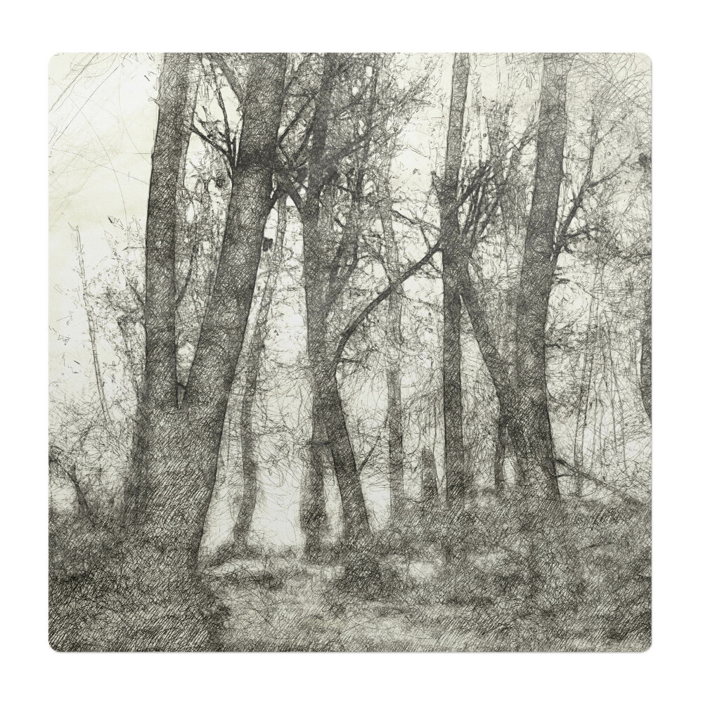 Podložka pod stoličku Náčrt lesa v sépiovej farbe