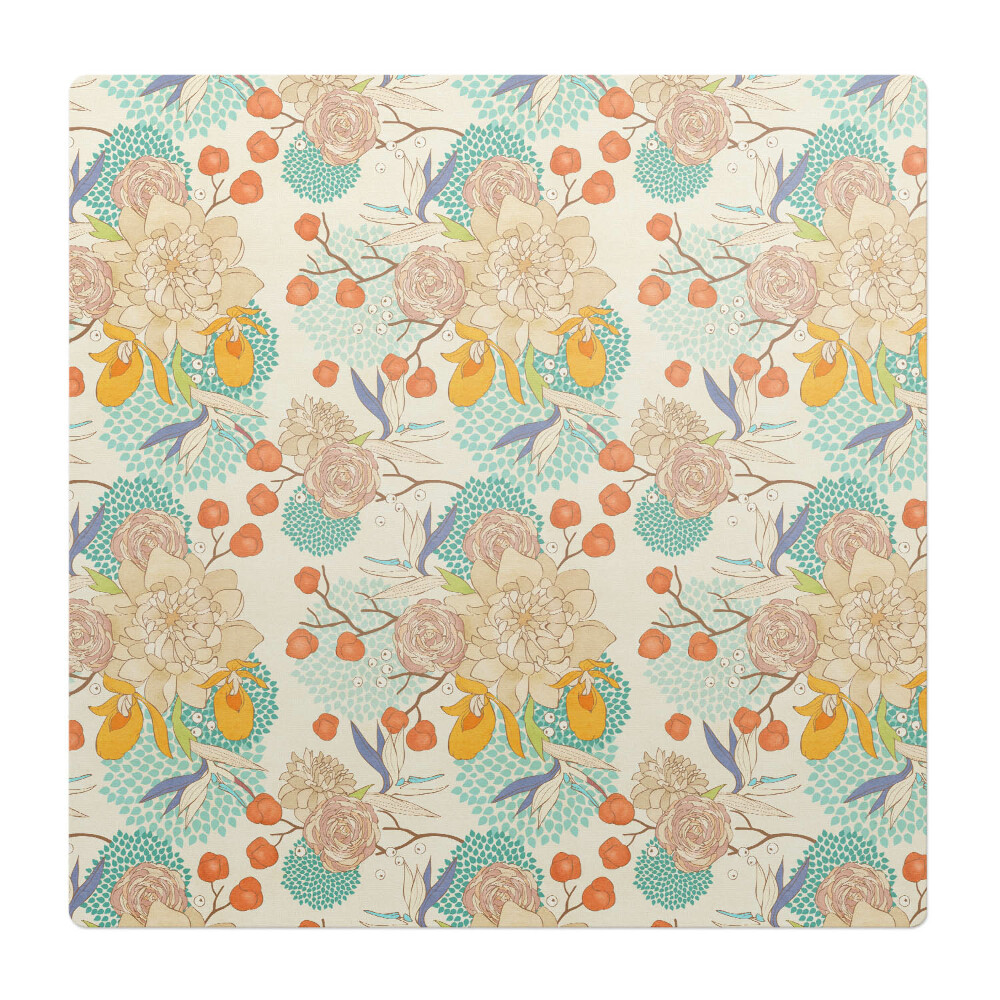 Podložka pod kolieskovú stoličku Retro kvetinový vzor