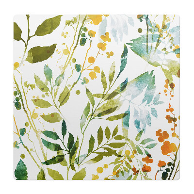 Podložka pod stoličku na kolieskach Akvarelová lúka z listov