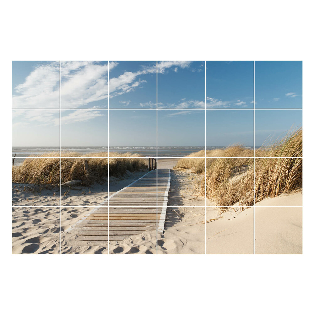 Nálepky na dlaždice Drevená cesta na pláži