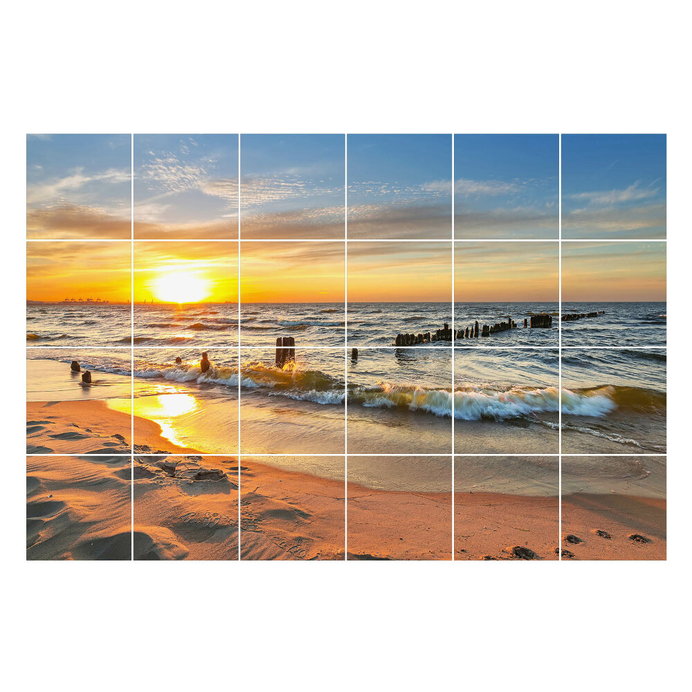 Samolepky na kachličky Západ slnka nad morom