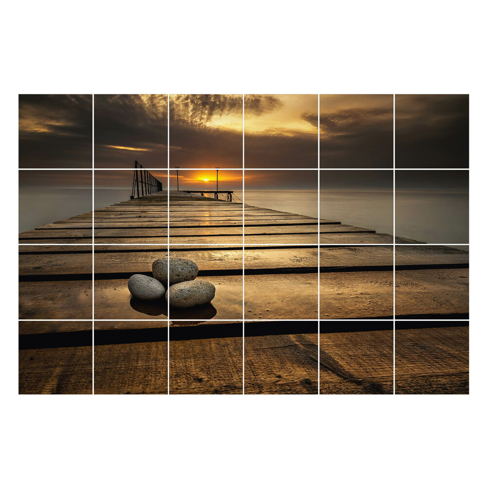 Nálepky na dlaždice Mólo nad vodou pri západe slnka