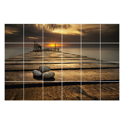 Nálepky na dlaždice Mólo nad vodou pri západe slnka