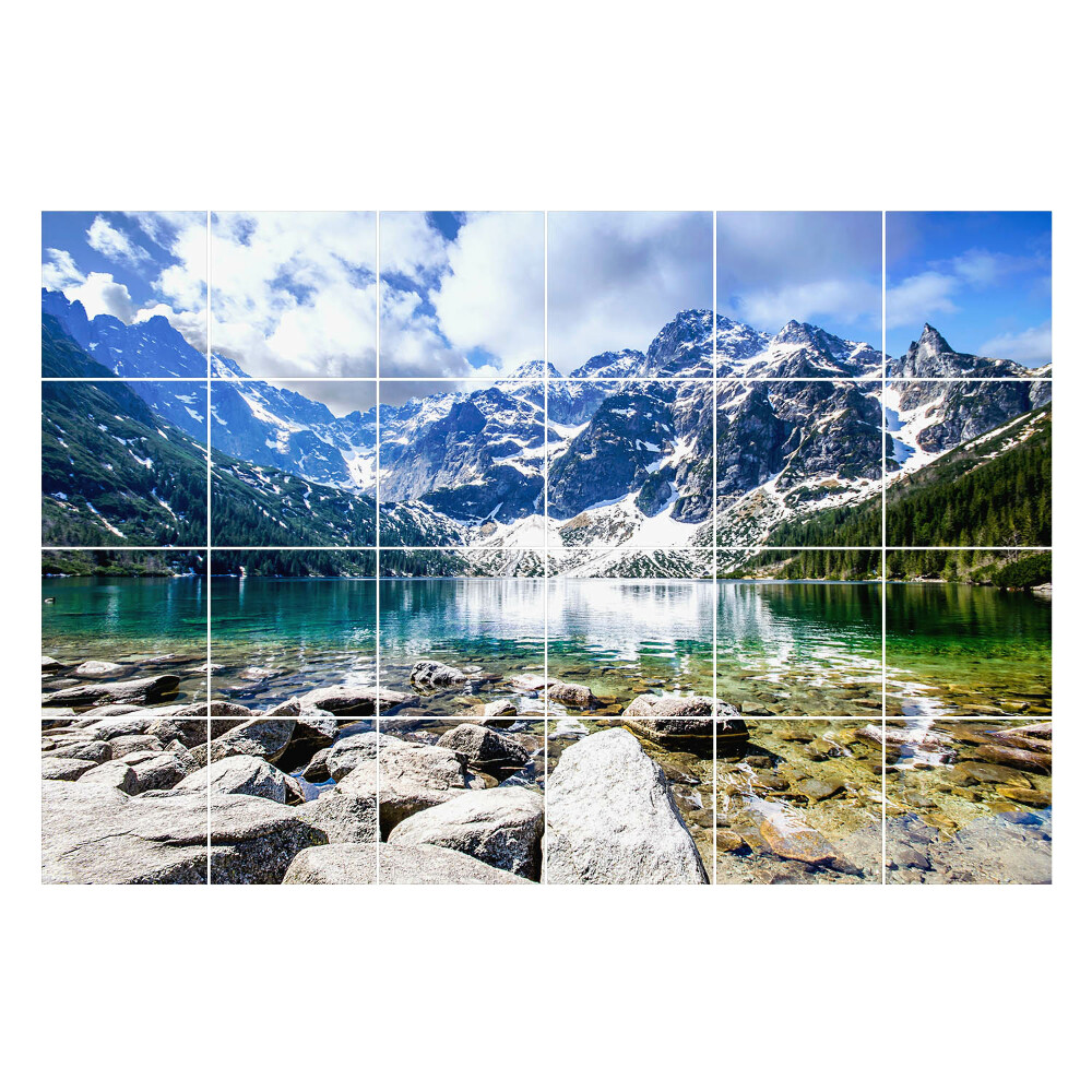 Nálepky na dlaždice Horská krajina s jazerom