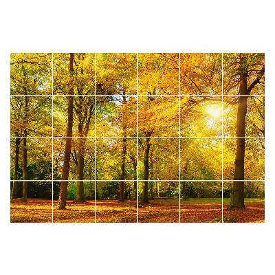 Samolepky na kachličky Zlaté listy v lese