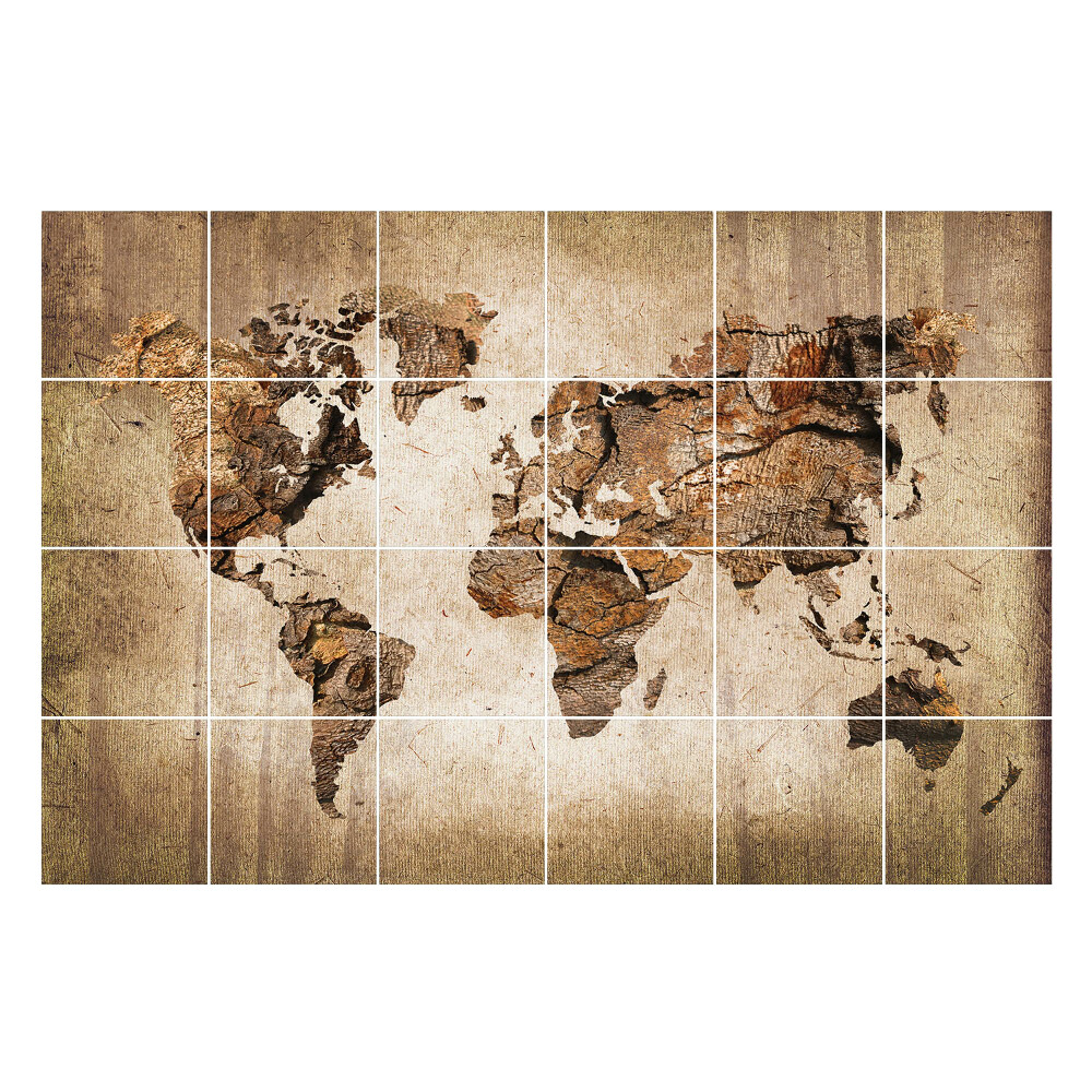Nálepky na dlaždice Zemský kontinent v dreve