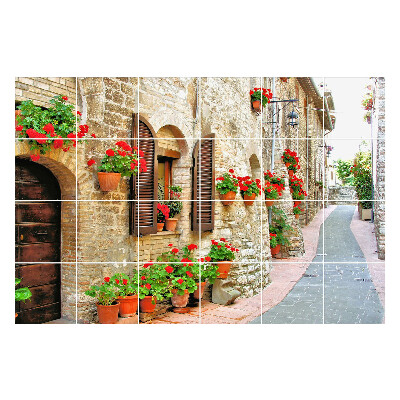 Samolepky na obklady Očarujúca ulica s kvetmi