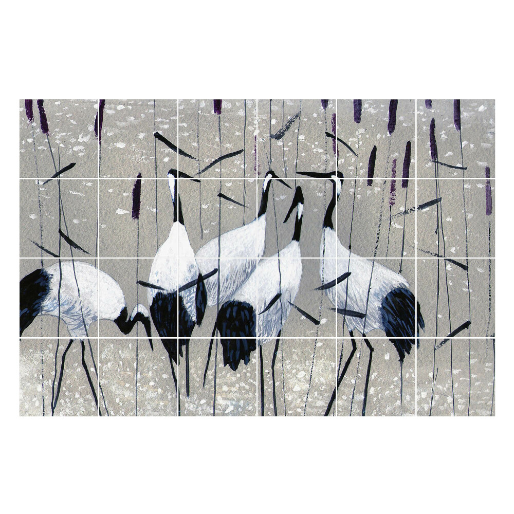 Samolepky na obklady Kŕdeľ vtákov v tráve