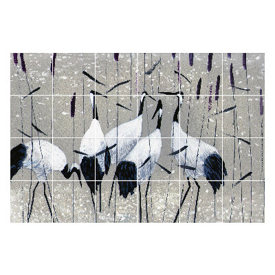 Samolepky na obklady Kŕdeľ vtákov v tráve