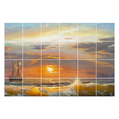 Samolepky na kachličky Západ slnka nad morom