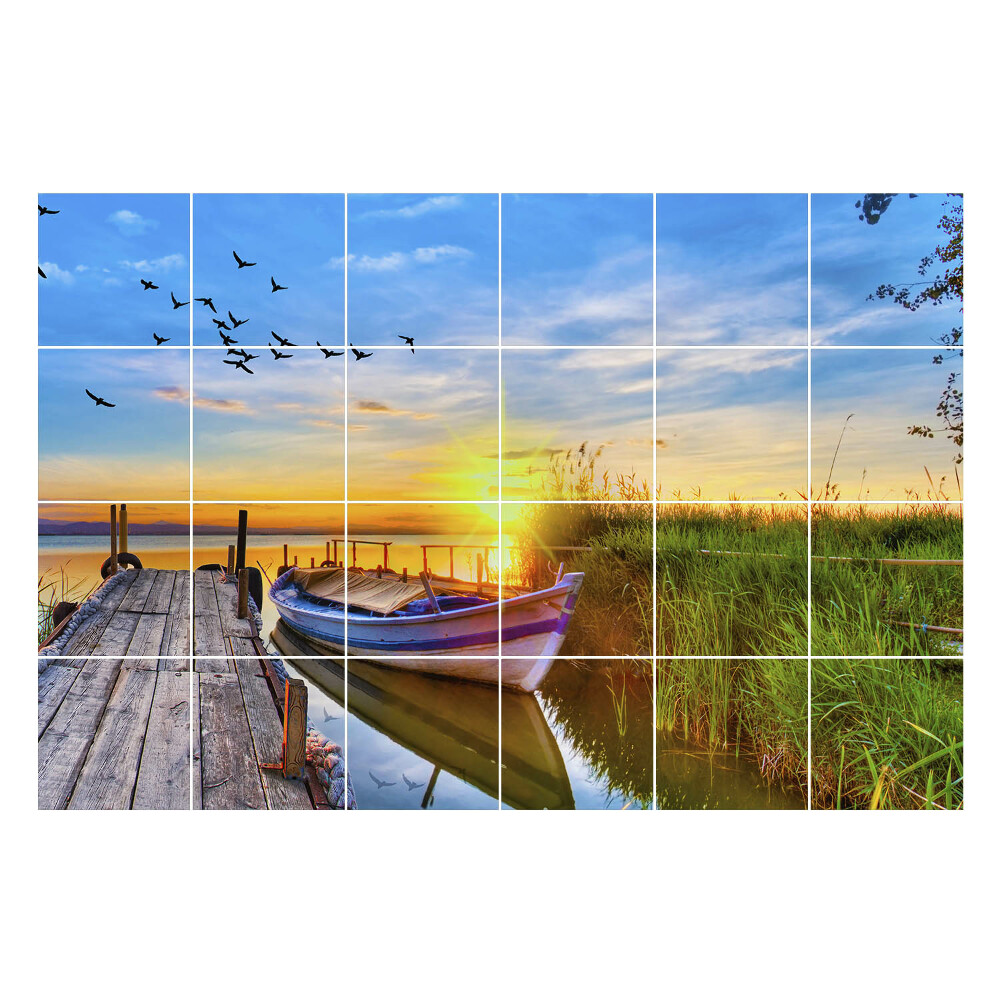 Samolepky na obklady Západ slnka nad vodou