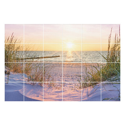 Nálepky na dlaždice Západ slnka nad plážou