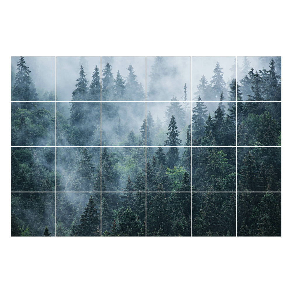 Nálepky na dlaždice Hustý les v hmle