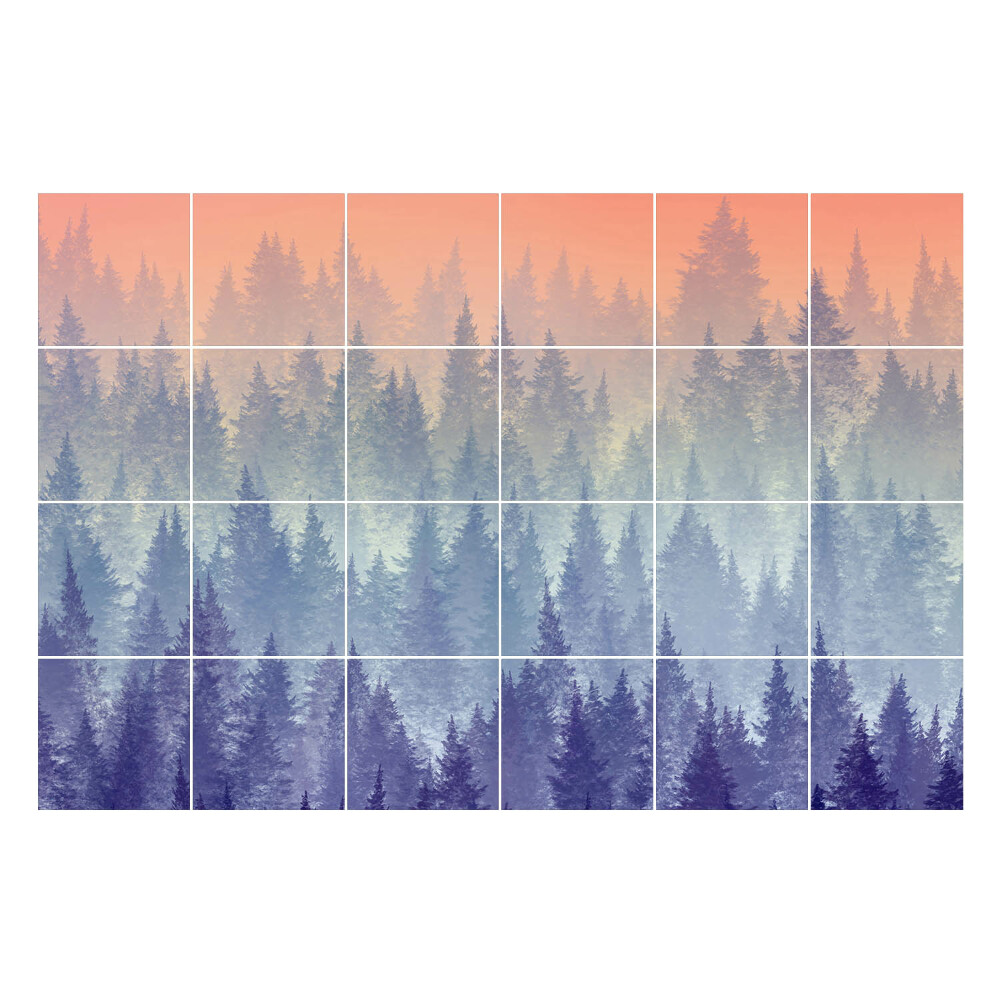 Nálepky na dlaždice Hmlistá lesná panoráma