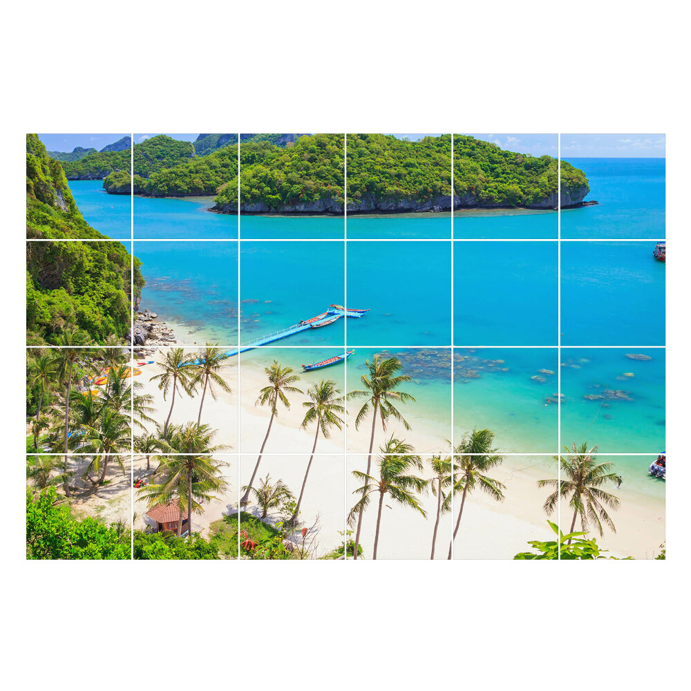 Nálepky na dlaždice Tropická pláž s ostrovmi