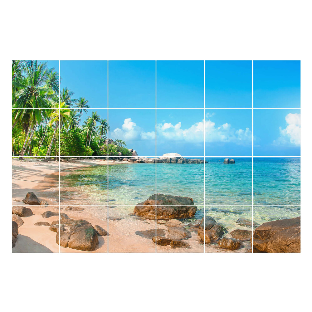 Samolepky na obklady Tropická pláž s kameňmi