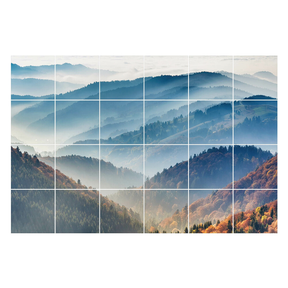 Nálepky na dlaždice Zahmlená horská krajina