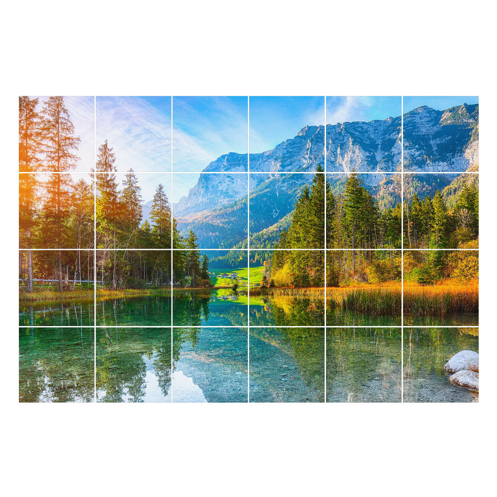 Samolepky na kachličky Horská krajina s jazerom