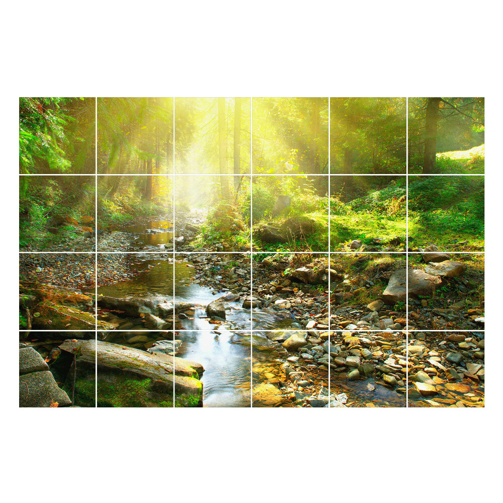 Nálepky na dlaždice Lesný potok na slnku