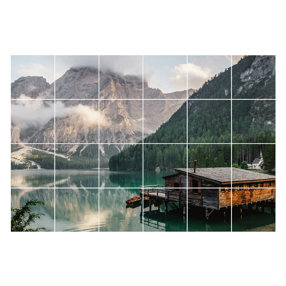 Samolepky na obklady Malebná chata pri jazere