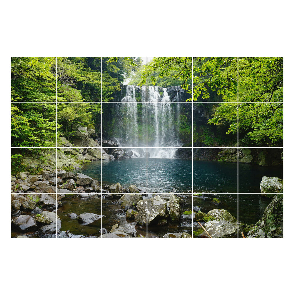 Samolepky na kachličky Vodopád obklopený prírodou