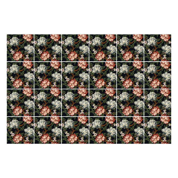 Samolepky na kachličky Kvetinový motív v húštine