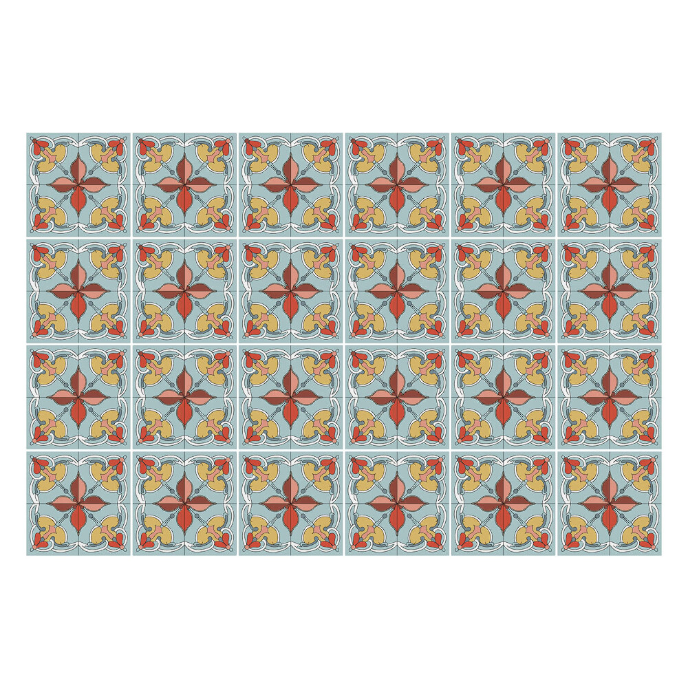 Samolepky na kachličky Štylizované kvety v sieťke