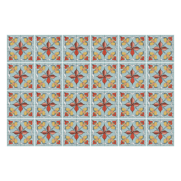 Samolepky na kachličky Štylizované kvety v sieťke