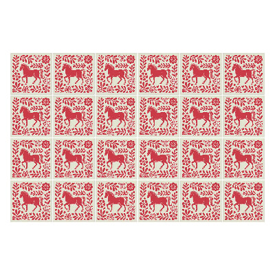 Nálepky na dlaždice Ľudový vzor s koníkmi