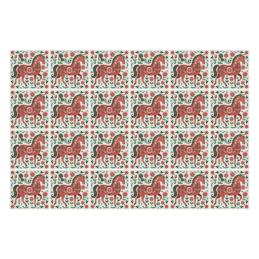 Samolepky na obklady Kone v kvetinovom aranžmáne