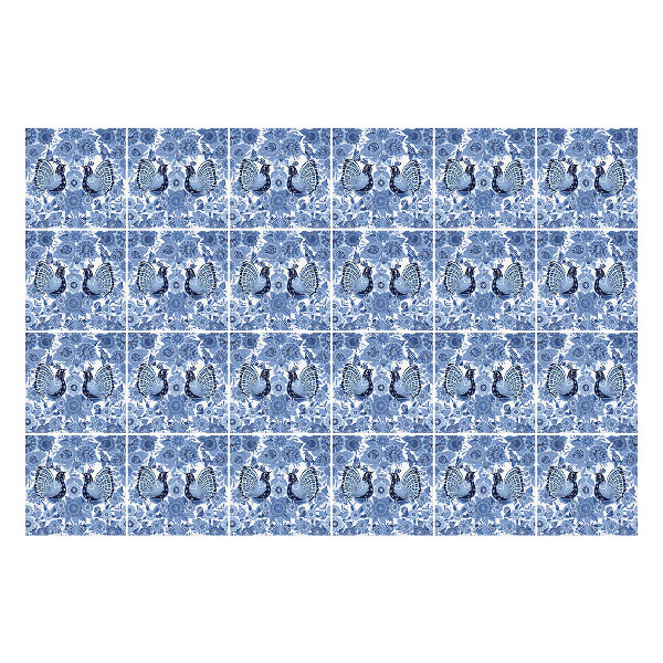 Samolepky na kachličky Kvetinové motívy s motýľmi