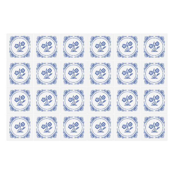 Samolepky na kachličky Modrá kvetinová mozaika