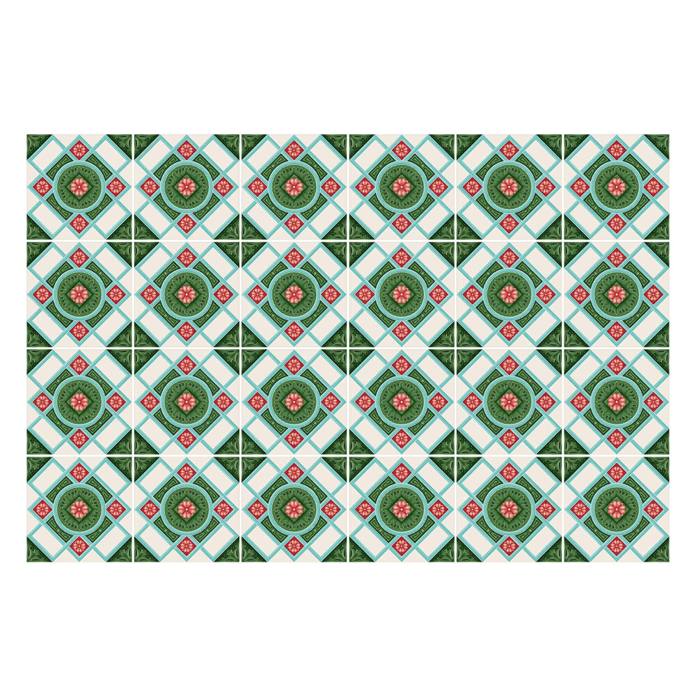 Samolepky na kachličky Kvetinový motív v kosoštvorcoch