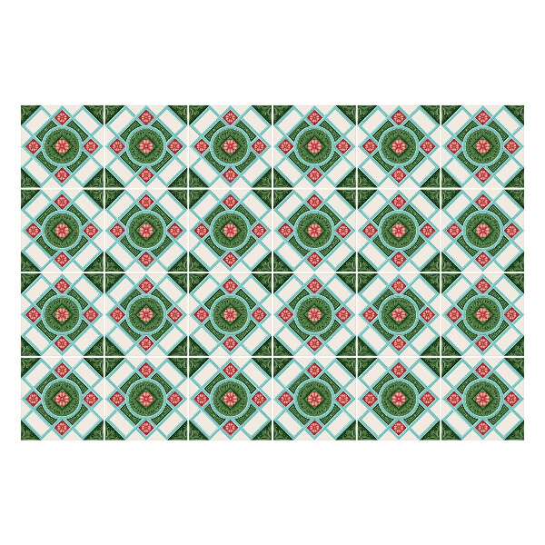 Samolepky na kachličky Kvetinový motív v kosoštvorcoch