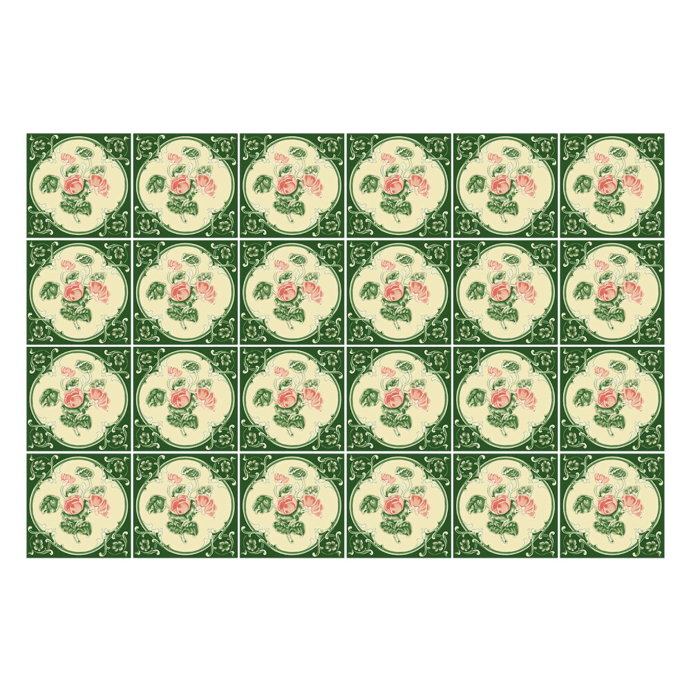 Nálepky na dlaždice Kvetinové ozdoby v kruhoch